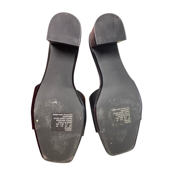 Pizz Annu Womens 8 Black Faux Leather Open Toe Slide On 2.5" Block Heel Shoes - Picture 6 of 6